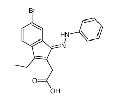 2-[5-bromo-1-ethyl-3-(phenylhydrazinylidene)inden-2-yl]acetic acid Structure