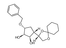 (1R,2R,3R,5S)-3-(benzyloxy)-5-[(2S)-1,4-dioxaspiro[4.5]dec-2-yl]cyclopentane-1,2-diol结构式