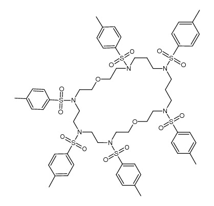 1,4,7,13,17,21-hexakis(p-tolylsulfonyl)-1,4,7,13,17,21-hexaaza-10,24-dioxacyclohexacosane结构式