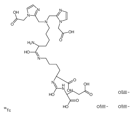 (2S)-2-[[(1S)-5-[[(2S)-2-amino-6-[bis[[1-(carboxymethyl)imidazol-2-yl]methyl]amino]hexanoyl]amino]-1-carboxypentyl]carbamoylamino]pentanedioic acid,carbon monoxide,technetium-99结构式