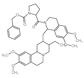 1-Pyrrolidinecarboxylicacid,2-[[(1R)-1-[[(2R,3R,11bS)-3-ethyl-1,3,4,6,7,11b-hexahydro-9,10-dimethoxy-2H-benzo[a]quinolizin-2-yl]methyl]-3,4-dihydro-6,7-dimethoxy-2(1H)-isoquinolinyl]carbonyl]-,phenylm structure