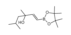 (E)-3,5-dimethyl-1-(4,4,5,5-tetramethyl-1,3,2-dioxaborolan-2-yl)hex-1-en-3-ol结构式