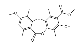 1,4,6,9-Tetramethyl-3-methoxy-8-hydroxy-11-oxo-11H-dibenzo[b,e][1,4]dioxepin-7-carboxylic acid methyl ester结构式