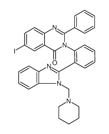 4(3H)-Quinazolinone, 6-iodo-2-phenyl-3-[2-[1-(1-piperidinylmethyl)-1H-benzimidazol-2-yl]phenyl]结构式