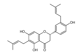 3',6-di(γ,γ-dimethylallyl)-4',5,7-trihydroxyflavanone结构式