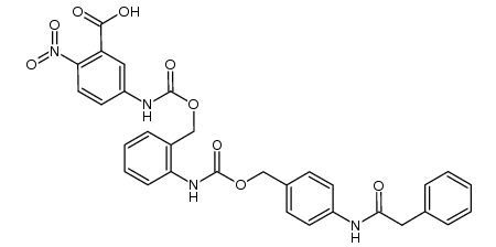 2-nitro-5-((((2-((((4-(2-phenylacetamido)benzyl)oxy)carbonyl)amino)benzyl)oxy)carbonyl)amino)benzoic acid结构式