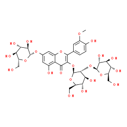 3-[[2-O-(β-D-Glucopyranosyl)-β-D-glucopyranosyl]oxy]-7-(β-D-glucopyranosyloxy)-5-hydroxy-2-(4-hydroxy-3-methoxyphenyl)-4H-1-benzopyran-4-one structure