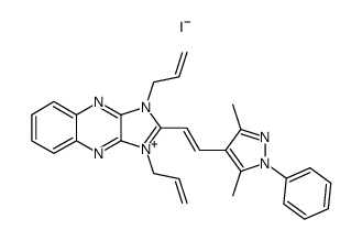 1,3-diallyl-2-[2-(3,5-dimethyl-1-phenyl-1H-pyrazol-4-yl)vinyl]-1H-imidazo[4,5-b]quinoxalinium iodide structure