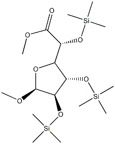 Methyl 2-O,3-O,5-O-tris(trimethylsilyl)-α-D-galactofuranosiduronic acid methyl ester结构式