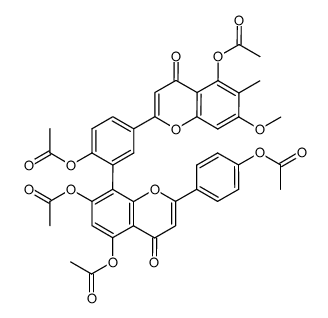 6-C-methyl-7-O-methylamentoflavone penta-acetate Structure