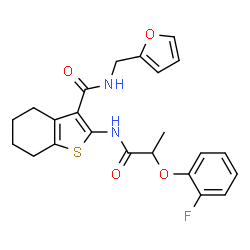 2-{[2-(2-fluorophenoxy)propanoyl]amino}-N-(2-furylmethyl)-4,5,6,7-tetrahydro-1-benzothiophene-3-carboxamide structure