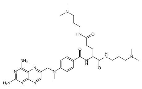 N-{4-[(2,4-diamino-pteridin-6-ylmethyl)-methyl-amino]-benzoyl}-glutamic acid bis-(3-dimethylamino-propylamide)结构式