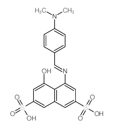 4-[(4-dimethylaminophenyl)methylideneamino]-5-hydroxy-naphthalene-2,7-disulfonic acid structure