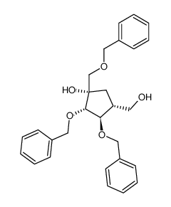 (1R,2R,3S,4S)-2,3-bis(benzyloxy)-4-((benzyloxy)methyl)-4-hydroxycyclopentanylmethanol结构式