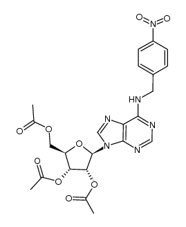 (2R,3R,4R,5R)-2-(acetoxymethyl)-5-(6-((4-nitrobenzyl)amino)-9H-purin-9-yl)tetrahydrofuran-3,4-diyl diacetate Structure