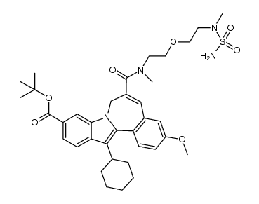 6-[[[2-[2-[(aminosulfonyl)methylamino]ethoxy] ethyl]methylamino]carbonyl]-13-cyclohexyl-3-methoxy-7H-indolo[2,1-a][2]benzazepine-10-carboxylic acid, 1,1-dimethylethyl ester Structure