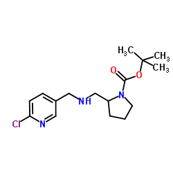 2-Methyl-2-propanyl 2-({[(6-chloro-3-pyridinyl)methyl]amino}methyl)-1-pyrrolidinecarboxylate结构式