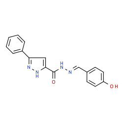 (E)-N-(4-hydroxybenzylidene)-3-phenyl-1H-pyrazole-5-carbohydrazide Structure