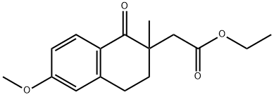 2-(6-甲氧基-2-甲基-1-氧代-1,2,3,4-四氢萘-2-基)乙酸乙酯结构式