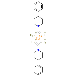 Sulfonium, 1,1'-[(E)-(4-phenyl-1-piperidinyl)methylidyne]bis-, (E)-, copper(2+) salt (2:1)结构式