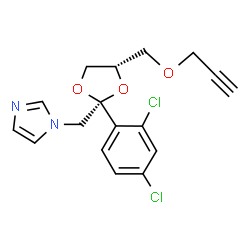 cis-()-1-[[2-(2,4-dichlorophenyl)-4-[(prop-2-ynyloxy)methyl]-1,3-dioxolan-2-yl]methyl]-1H-imidazole structure