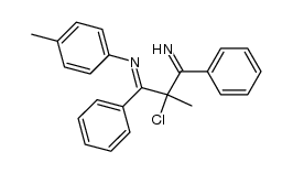 (E)-N-(2-chloro-3-imino-2-methyl-1,3-diphenylpropylidene)-4-methylaniline Structure