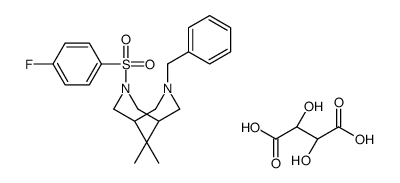 7-benzyl-3-(4-fluorophenyl)sulfonyl-9,9-dimethyl-3,7-diazabicyclo[3.3.1]nonane,(2R,3R)-2,3-dihydroxybutanedioic acid结构式