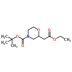 2-Methyl-2-propanyl 2-(2-ethoxy-2-oxoethyl)-4-morpholinecarboxylate结构式