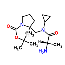 2-Methyl-2-propanyl (2S)-2-{[alanyl(cyclopropyl)amino]methyl}-1-pyrrolidinecarboxylate Structure