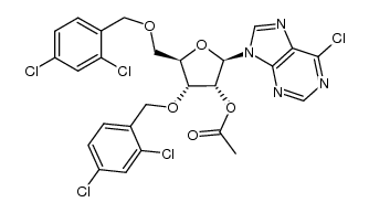 9-[2'-O-Acetyl-3',5'-bis-O-(2,4-dichlorobenzyl)-β-D-ribofuranosyl]-6-chloro-9H-purin Structure