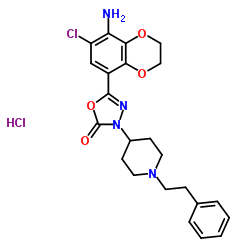 5-(8-氨基-7-氯-2,3-二氢-1,4-苯并二恶烷-5-基)-3-[1-(2-苯基乙基)哌啶-4-基]-1,3,4-恶二唑-2(3H)-酮盐酸盐结构式