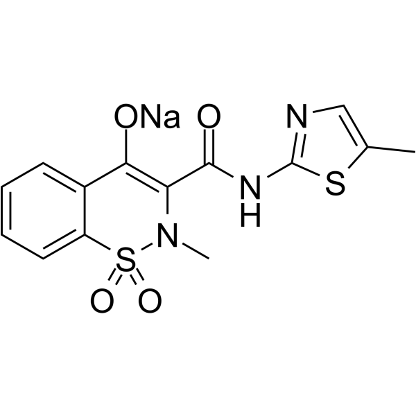 Sodium 2-methyl-3-[(5-methyl-1,3-thiazol-2-yl)carbamoyl]-2H-1,2-b enzothiazin-4-olate 1,1-dioxide hydrate (1:1:1) structure