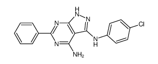 4-amino-3-(4-chlorophenyl)amino-6-phenylpyrazolo[3,4-d]pyrimidine结构式