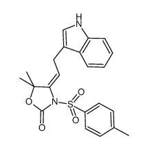 5,5-dimethyl-3-(p-toluenesulfonyl)-4-[2-(1H-indol-3-yl)-ethylidene]oxazolidin-2-one结构式