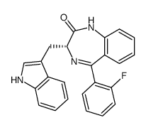 (R)-5-(2-fluorophenyl)-1,3-dihydro-3-(1H-indol-3-ylmethyl)-2H-1,4-benzodiazepin-2-one Structure