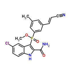 Methyl (2-carbamoyl-5-chloro-1H-indol-3-yl){3-[(E)-2-cyanovinyl]-5-methylphenyl}phosphinate Structure