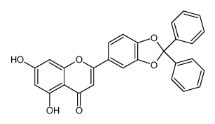 7-Dihydroxy-2-(2,2-diphenyl-1,3-benzodioxol-5-yl)-5-4H-1-benzopyran-4-one Structure