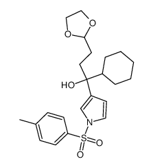 1-cyclohexyl-3-(1,3-dioxolan-2-yl)-1-(1-tosyl-1H-pyrrol-3-yl)propan-1-ol结构式