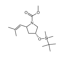 (2S,4R)-4-tert-butyl(dimethyl)silyloxy-1-methoxycarbonyl-2-(2-methyl-1-propenyl)-pyrrolidine结构式