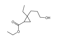 Cyclopropanecarboxylic acid, 2-ethyl-2-(3-hydroxypropyl)-, ethyl ester (9CI) Structure