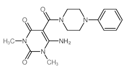 2,4(1H,3H)-Pyrimidinedione,6-amino-1,3-dimethyl-5-[(4-phenyl-1-piperazinyl)carbonyl]- Structure