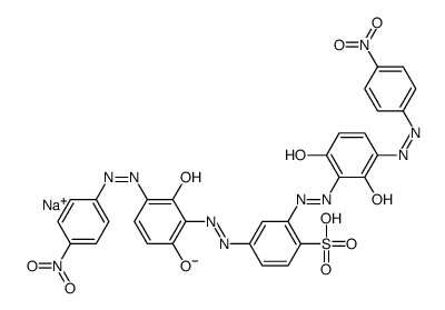 sodium 2,4-bis[[2,6-dihydroxy-3-[(4-nitrophenyl)azo]phenyl]azo]benzenesulphonate structure