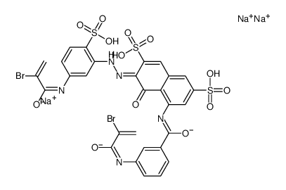 trisodium 5-[[3-[(2-bromo-1-oxoallyl)amino]benzoyl]amino]-3-[[5-[(2-bromo-1-oxoallyl)amino]-2-sulphonatophenyl]azo]-4-hydroxynaphthalene-2,7-disulphonate picture