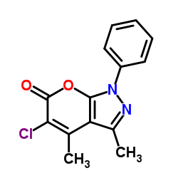 5-Chloro-3,4-dimethyl-1-phenylpyrano[2,3-c]pyrazol-6(1H)-one结构式