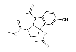 3a,5-dihydroxy-1-methoxycarbonylpyrroloindole-3a,8-diacetate Structure