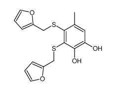 3,4-bis(furan-2-ylmethylsulfanyl)-5-methylbenzene-1,2-diol结构式