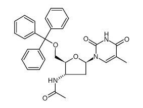 N-((2S,3S,5R)-5-(5-methyl-2,4-dioxo-3,4-dihydropyrimidin-1(2H)-yl)-2-((trityloxy)methyl)tetrahydrofuran-3-yl)acetamide Structure