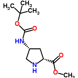 Methyl (4R)-4-({[(2-methyl-2-propanyl)oxy]carbonyl}amino)-D-prolinate Structure