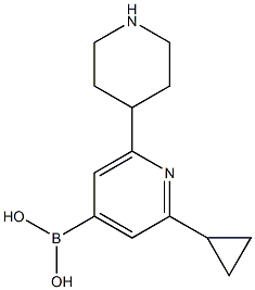 2-Cyclopropyl-6-(piperidin-4-yl)pyridine-4-boronic acid结构式