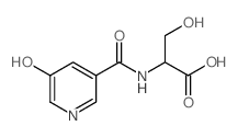 3-Hydroxy-2-[(5-hydroxy-pyridine-3-carbonyl)-amino]-propionic acid structure